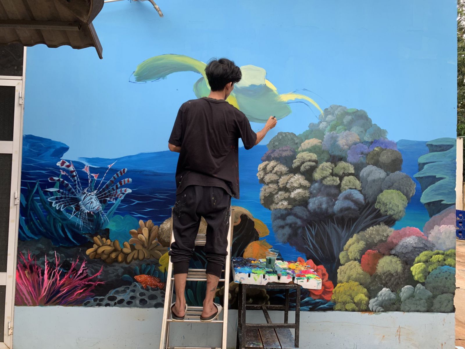 vẽ tranh tường nhà hàng hải sản