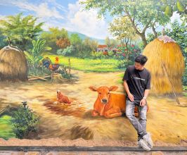 Vẽ Tranh Phong Cảnh Làng Quê Cho Không Gian Quán Nhậu Tại Quận 2, TP.HCM