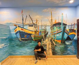 Vẽ Tranh Tường Phong Cảnh Biển Cho Phòng VIP Quán Nhậu – Không Gian Ấn Tượng, Thư Giãn