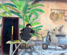 Vẽ tranh tường phong cách hoài cổ – Tạo không gian mang dấu ấn thời gian