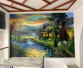 Vẽ Tranh Tường Phong Cảnh Âu Cho Biệt Thự Tại Quận 12