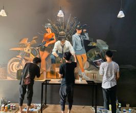 Vẽ Tranh Tường Quán Trà Sữa Gen Z – Concept Gaming PUBG Trẻ Trung, Cá Tính