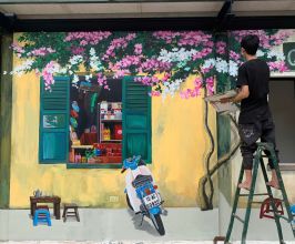 Vẽ Tranh Tường Vàng Hoa Giấy – Trang Trí Không Gian Đẹp, Hoài Cổ Và Đầy Nghệ Thuật
