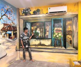 Vẽ Tranh Tường Tiệm Cà Phê Phong Cách Phố Cổ Hội An – Không Gian Hoài Niệm, Đậm Chất Nghệ Thuật