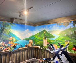 VẼ TRANH TƯỜNG PHONG CẢNH CHÂU ÂU CHO QUÁN RƯỢU – KIẾN TẠO KHÔNG GIAN SANG TRỌNG, ĐẲNG CẤP