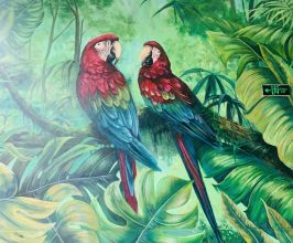 Không gian nhiệt đới rực rỡ với tropical và chim vẹt