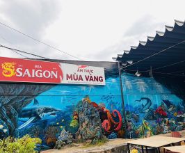 Vẽ tranh tường đáy đại dương 3D cho nhà hàng ẩm thực Long Khánh