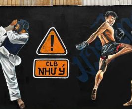 Vẽ Tranh Tường CLB Taekwondo Kết Hợp Muay Thai – Không Gian Võ Thuật Đầy Năng Lượng