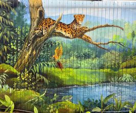 Vẽ Tranh Tường Phong Cảnh Rừng Nhiệt Đới Tropical Lên Tôn Lượn Sóng