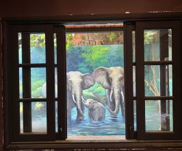 Vẽ Tranh Tường Những Chú Voi Bên Khung Cửa Sổ – Mang Thiên Nhiên Đến Không Gian Villa