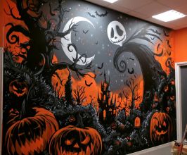Vẽ Tranh Halloween Cho Quán Café, Trà Sữa – Tạo Không Gian Check-in Ấn Tượng